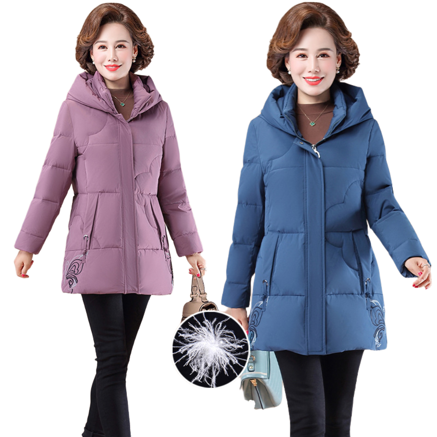 九江羽绒官方旗舰店新款中老年女短款妈妈装大码加厚洋气衣服鸭绒 - 图3