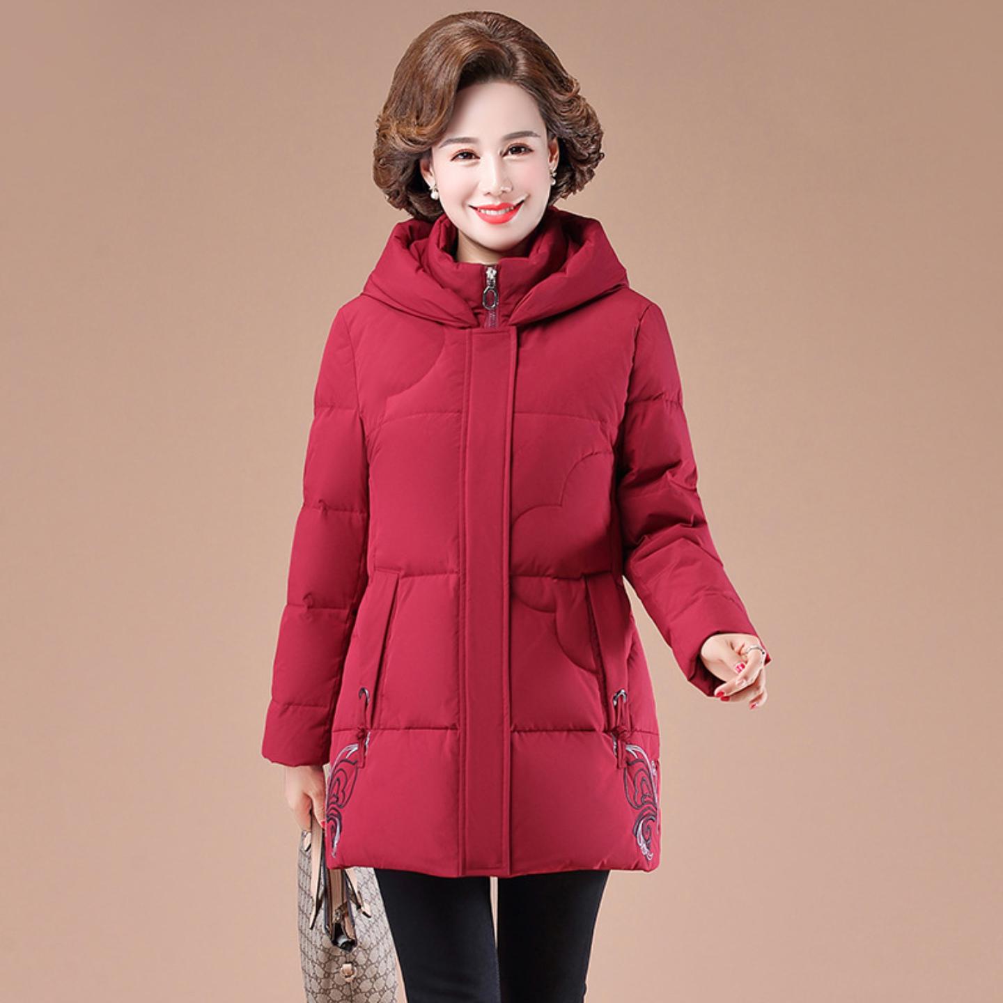 九江羽绒官方旗舰店新款中老年女短款妈妈装大码加厚洋气衣服鸭绒 - 图0