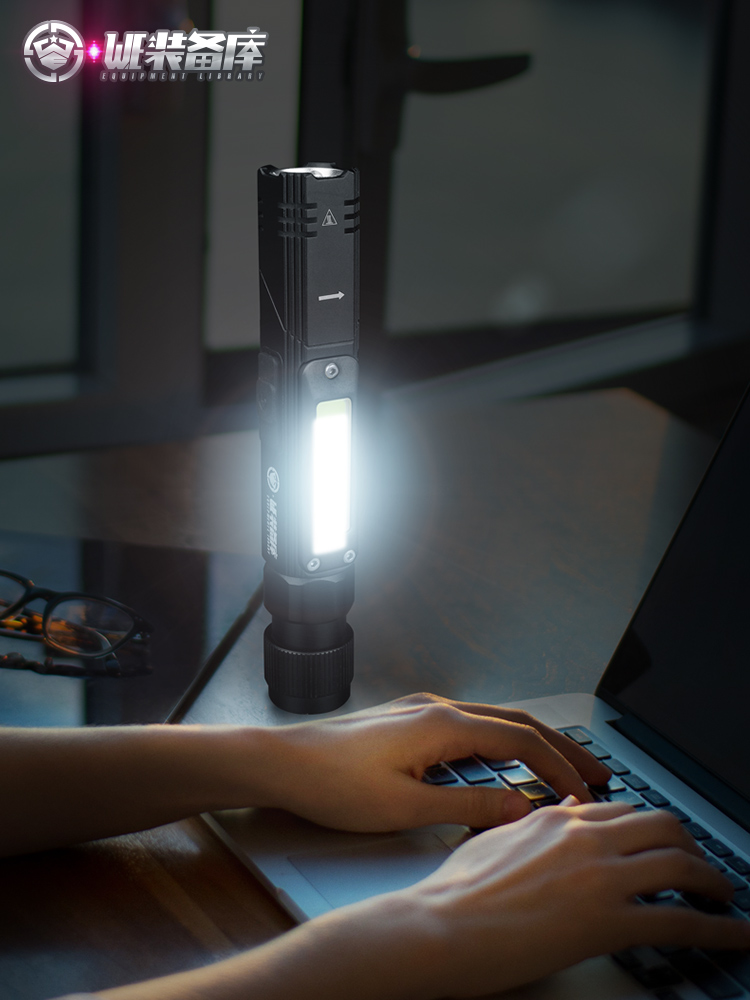 正品L型拐角手电筒LED工作灯户外头戴照明USB充电汽修维修磁吸cob