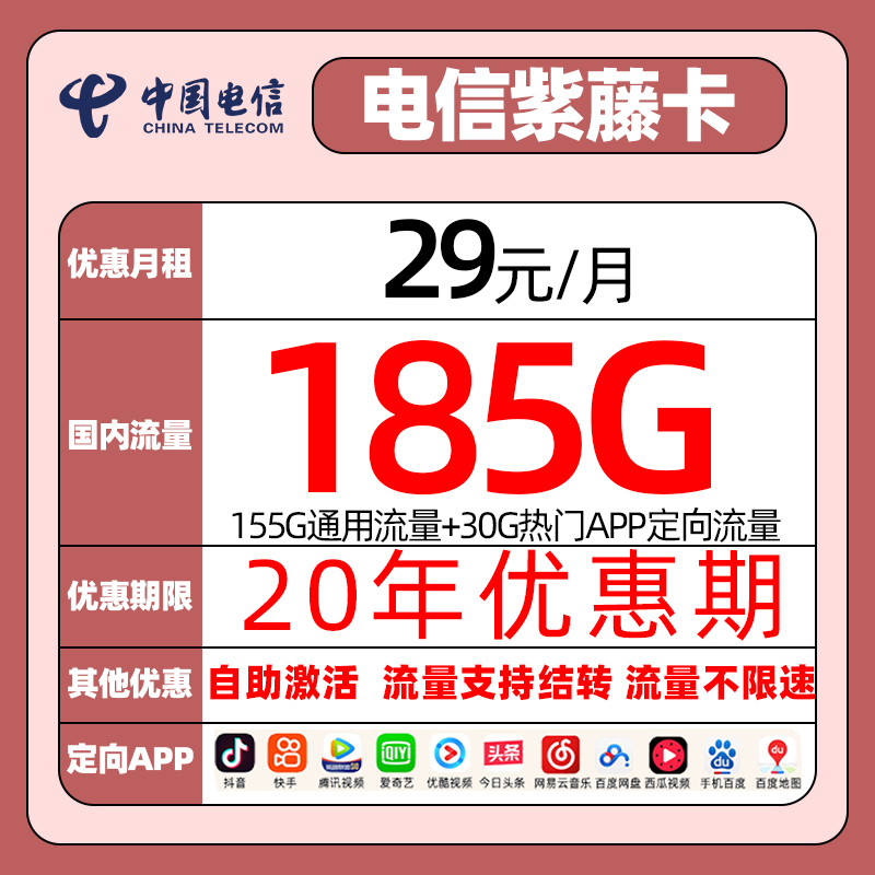 电信流量卡5G手机卡春晖卡电话卡校园卡不限速纯上网卡长期套餐卡 - 图2