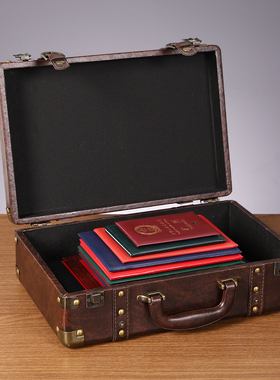 高档皮革手提礼盒欧式复古收纳箱