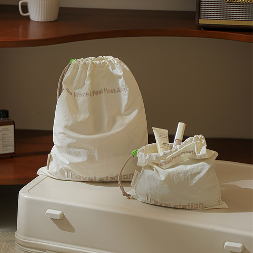 旅行收纳袋抽绳束口袋羽绒服收纳袋行李箱衣服分装袋内衣裤收纳包 - 图0