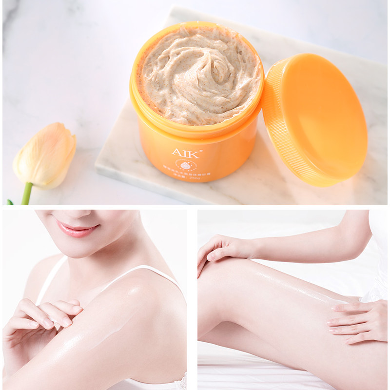 aik樱雪芙乳木果磨砂膏嫩白小黄罐 aik身体磨砂