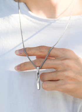 螺旋长条项链男ins潮极简风简约个性嘻哈卫衣吊坠女生毛衣链配饰