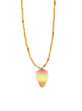 韩国冰淇淋夏季项链小女孩公主可爱卡通锁骨链彩色串珠配饰潮