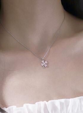 幸运4叶草项链女简约钛钢