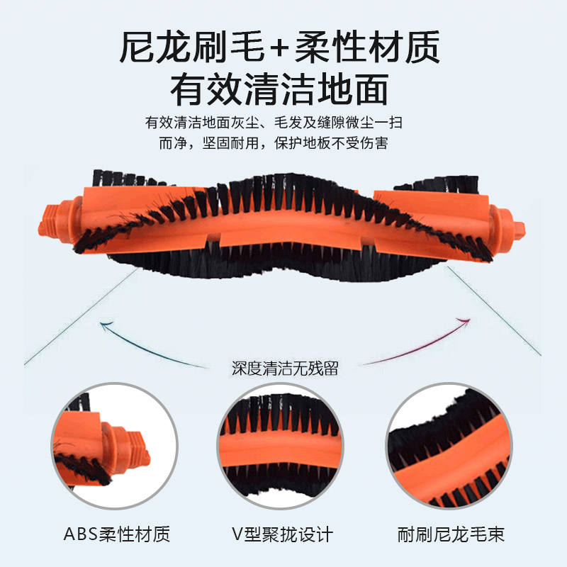 适配小米M30 Pro米家全能扫地机器人C107滚刷滤网芯抹布边刷配件 - 图0