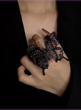 食指戒指女夸张大个性暗黑又又欲大蛾子蝴蝶小众设计神仙配饰发
