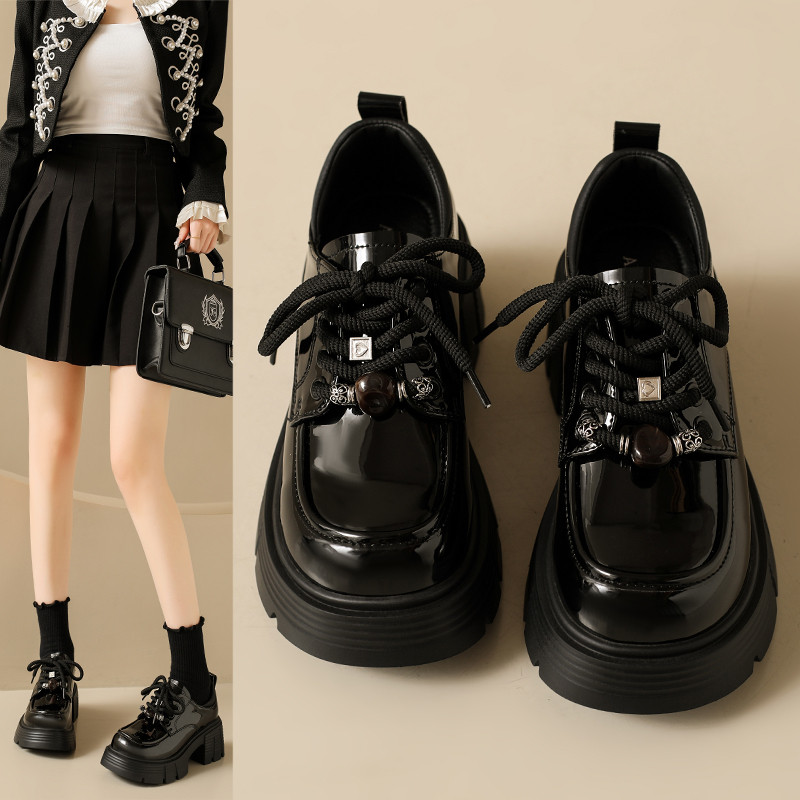 爆款厚底乐福鞋女2025秋季新款黑色粗跟小个子增高加绒英伦小皮鞋,淘宝优惠券,粉丝福利购,淘宝优惠卷