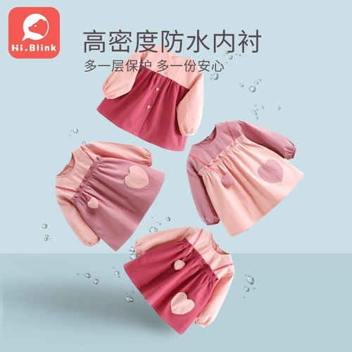 Детский осенний тонкий хлопковый фартук, водонепроницаемый нагрудник для еды, анти-грязь, с карманом