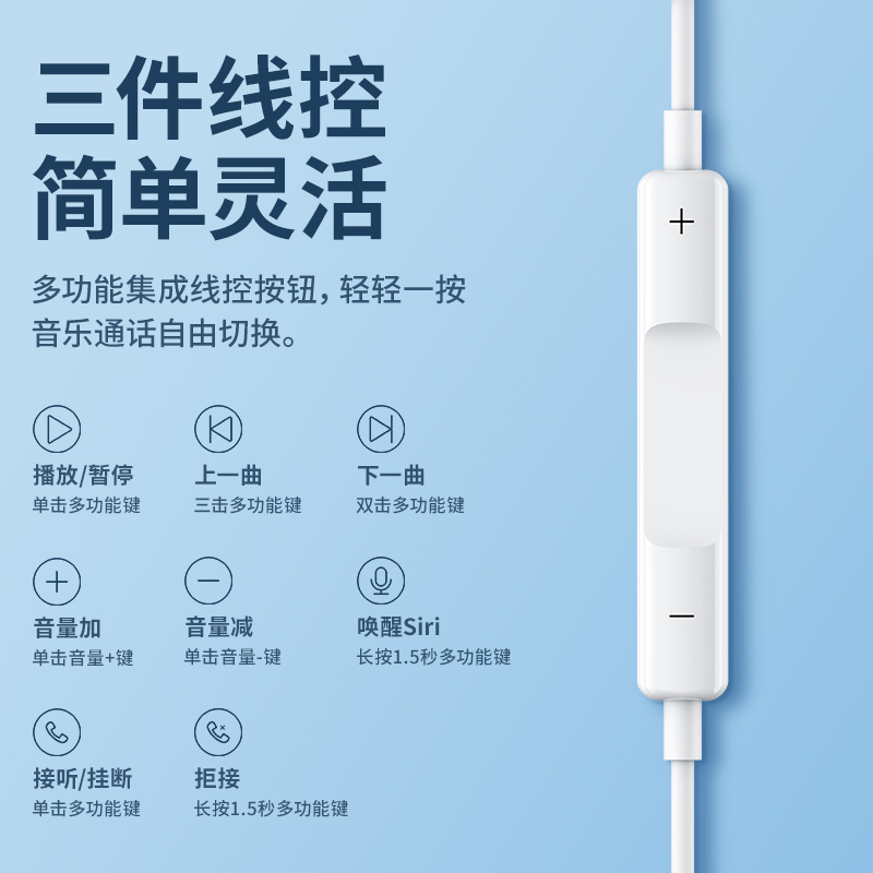 马拉松Lightning有线耳机半入耳式适用于苹果手机iPadPro14/13/12 - 图2