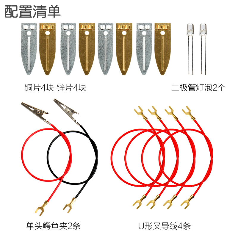 【苏学】水果电池实验套装diy科学器材幼儿园大班小学材料包水果发电装置原电池导电电池小制作创意学习用品 - 图2