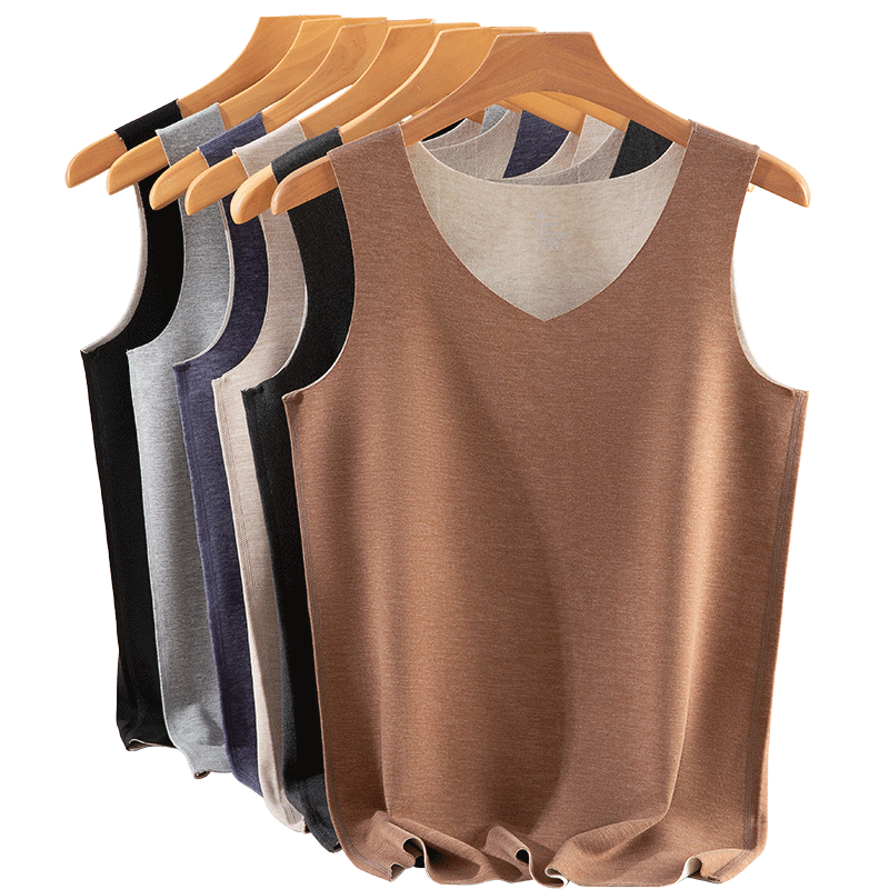 德绒男士加绒加厚内穿羊绒无痕背心 vfh背心/马甲