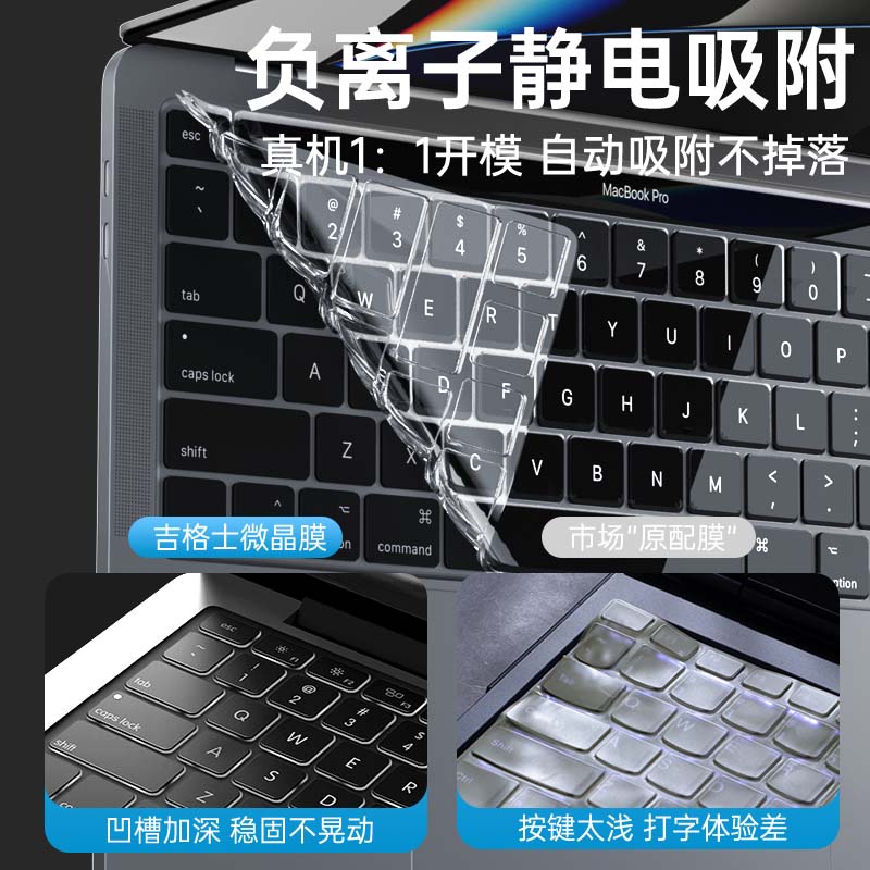 吉格士2023款苹果mac键盘膜M1快捷键16透明macbook保护pro电脑air14寸笔记本2021超薄13.3功能M2配件15适用于 - 图2