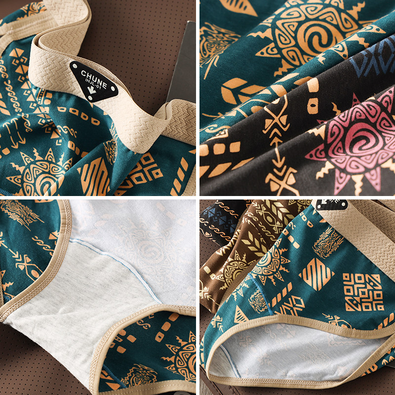 初内夏季女士内裤纯棉透气女生三角裤复古民族风不夹臀学生裤头,淘宝优惠券,粉丝福利购,淘宝优惠卷