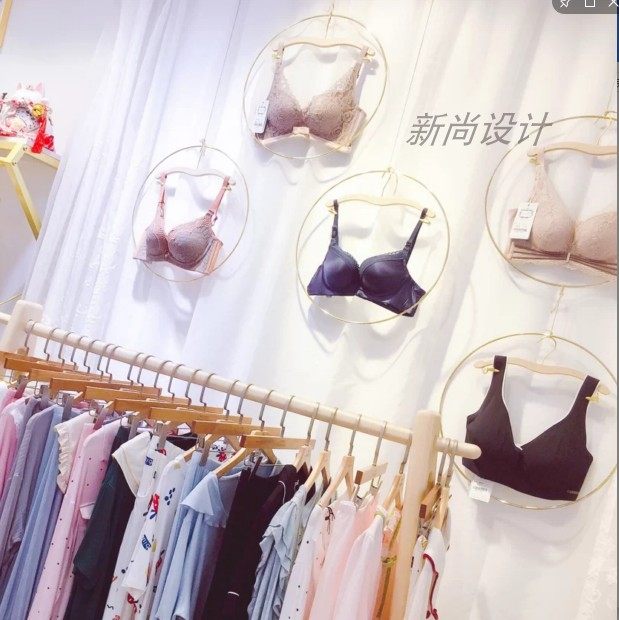 内衣店橱窗吊顶悬挂胸罩展示架圆形壁挂货架圆圈吊架带绳子文胸架