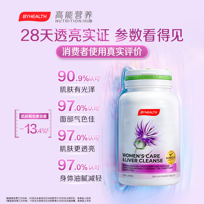 2瓶送云朵包】汤臣倍健澳洲白月光奶蓟草女士熬夜护养肝片水飞蓟