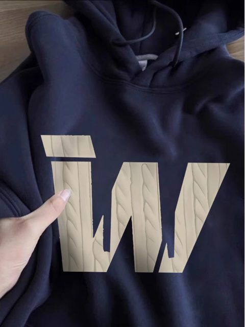 Navy letter print sweatshirt for women spring and autumn 2024
