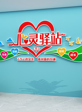 心灵驿站咨询室布置文化墙装饰