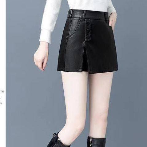 2022秋冬新款高腰休闲皮裤修身套裙 雷宾鲨休闲裤