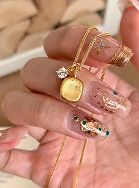 拉丝小方糖项链女款2025新款