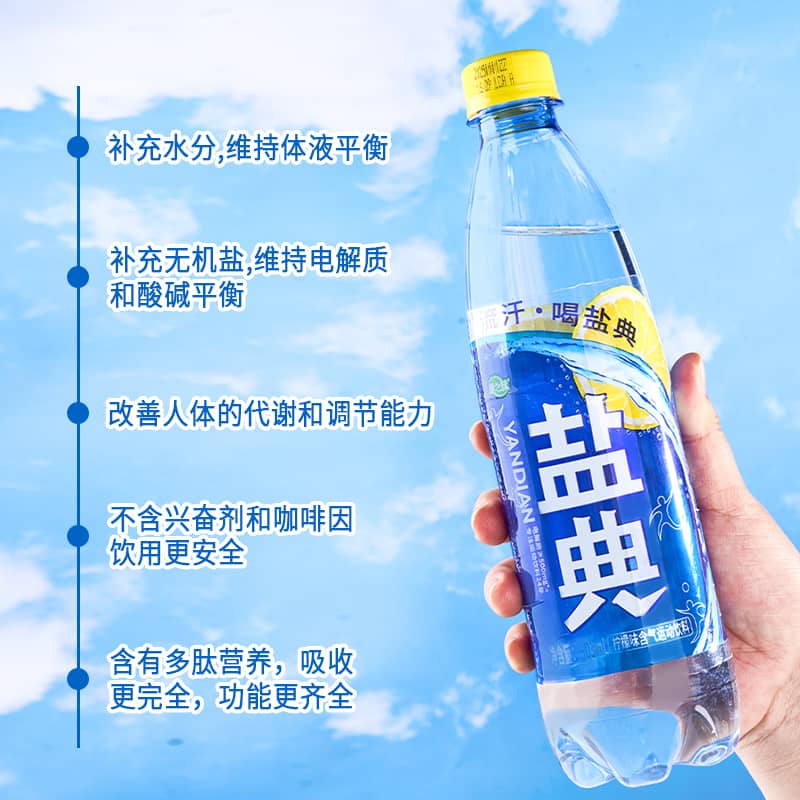 康之味盐典电解质水503ml*15瓶健身运动流汗补水柠檬味咸汽水饮料