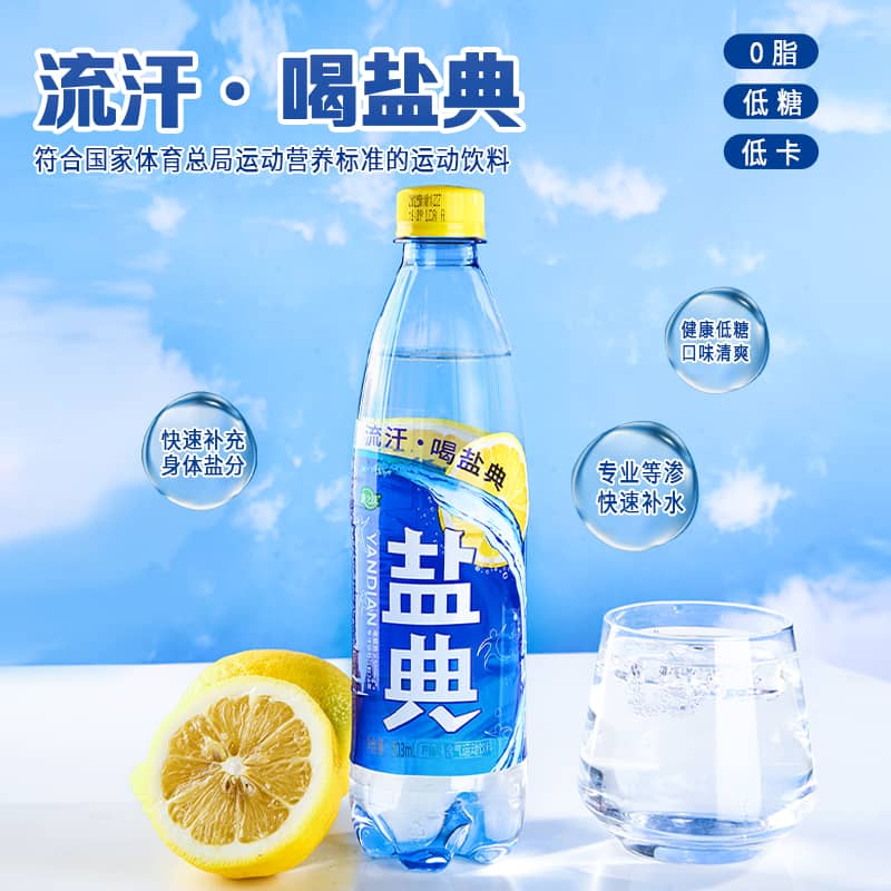 康之味盐典电解质水503ml*15瓶健身运动流汗补水柠檬味咸汽水饮料
