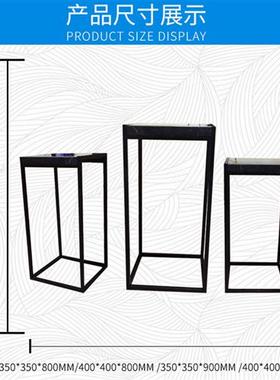 不锈钢加大理石底座台现代简约工艺摆件基座装饰门厅玄关落地雕塑