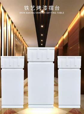 防水防锈烤漆白色长方体底座新中式客厅酒店样板婚庆房外雕塑摆件