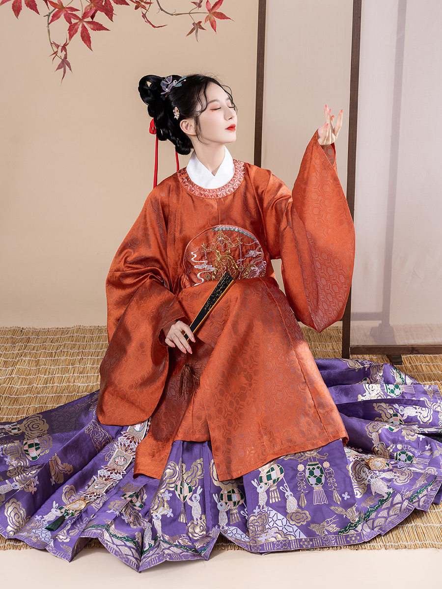 钟灵记灯影婵娟圆领补服长款马面裙 钟灵记汉服