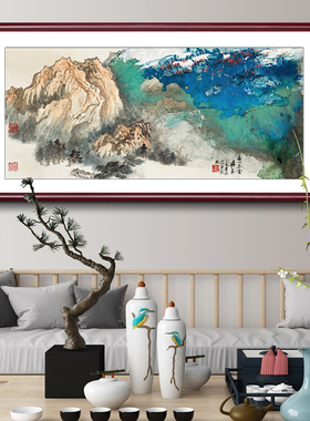 张大千春山暮雪山水画国画装饰画
