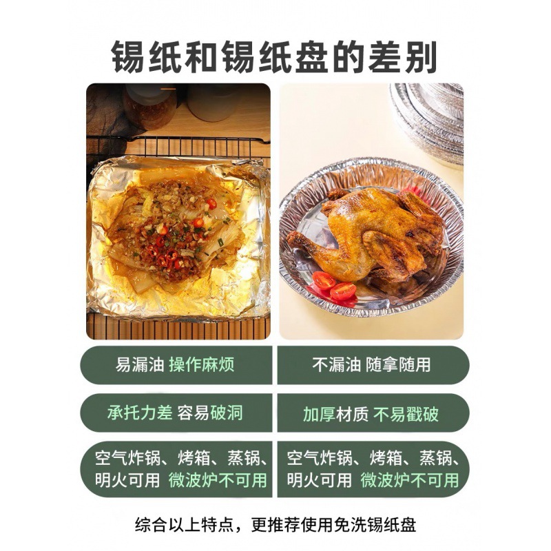 空气炸锅专用碗锡纸家用圆形铝箔烧烤盘防吸油纸垫食物烘焙烤箱-图1