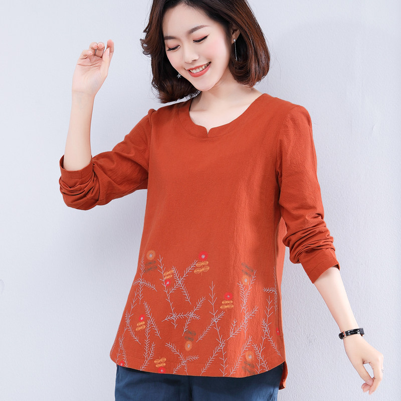 妈妈春装长袖t恤中年女装打底衫 荣赛中老年女装
