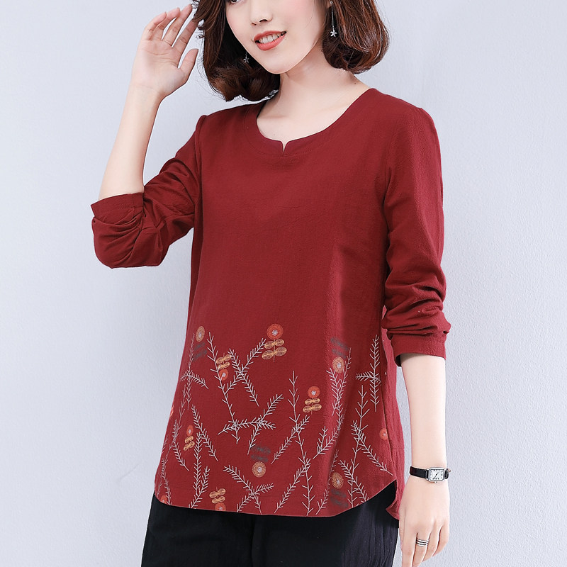 妈妈春装长袖t恤中年女装打底衫 荣赛中老年女装