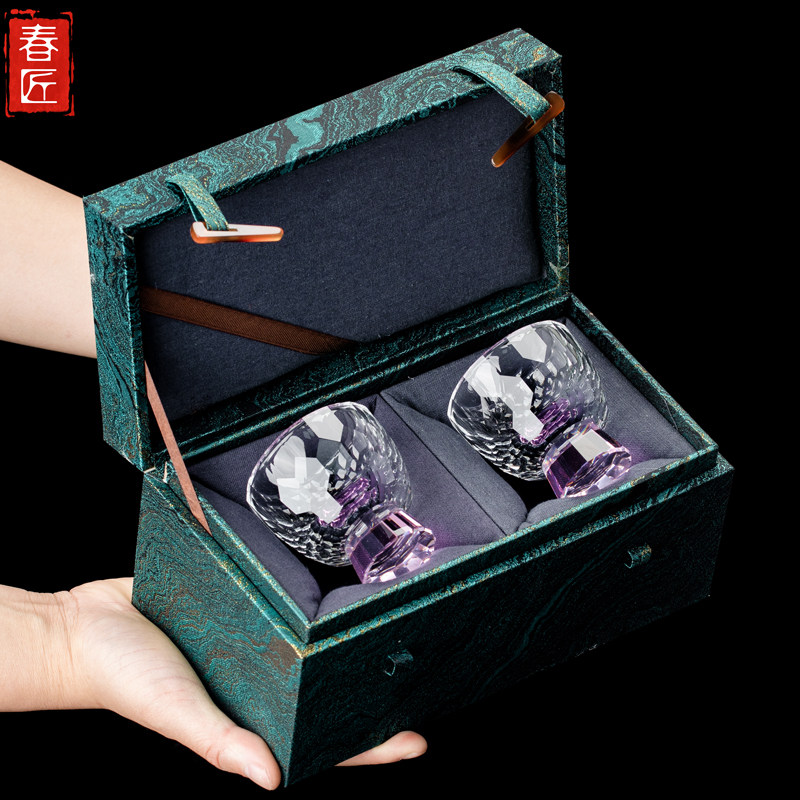 中式一两耐热白酒杯礼盒套装水晶玻璃加厚品鉴杯50ml烈酒杯送礼,淘宝优惠券,粉丝福利购,淘宝优惠卷