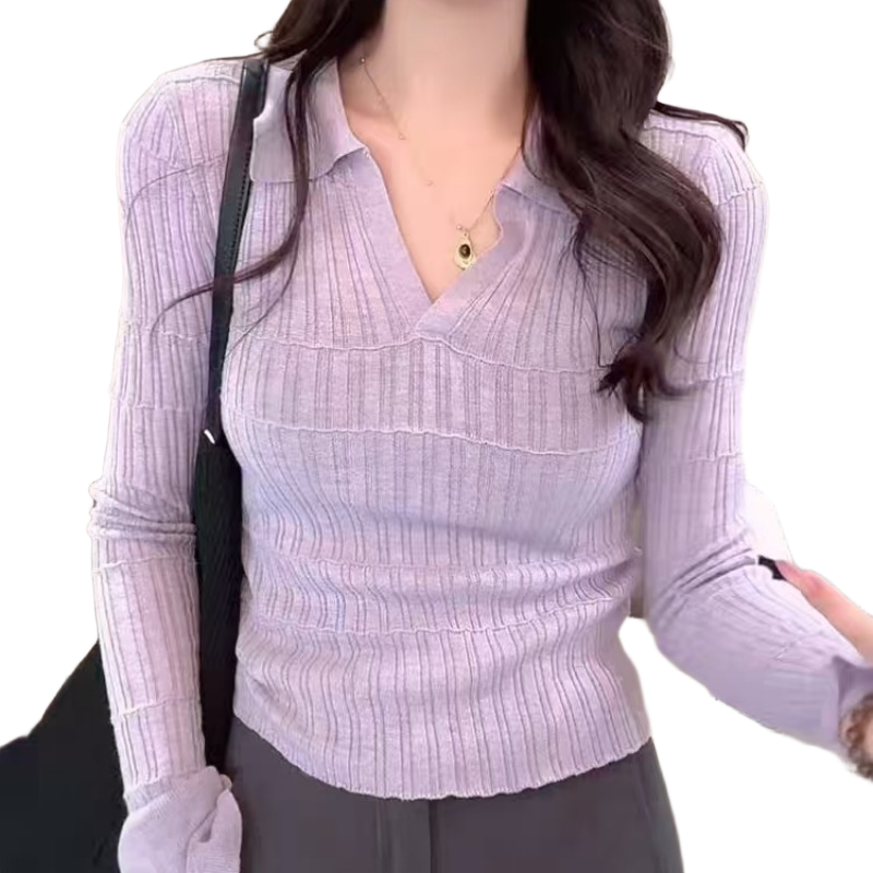 2024早秋新款半开领羊绒针织衫喇叭袖休闲百搭显瘦内搭打底上衣女,淘宝优惠券,粉丝福利购,淘宝优惠卷