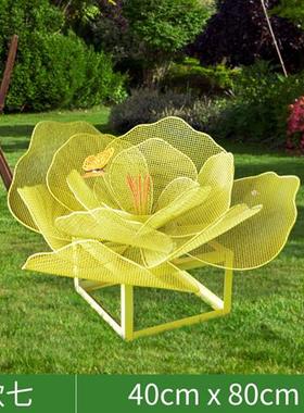 不锈钢蒲公英雕塑户外铁艺发光花朵摆件公园景区仿真兔子绿地装饰