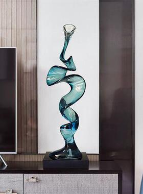 现代抽象玄关摆件客厅电视柜桌面高级感透明树脂雕塑软装饰工艺品