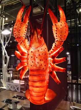 仿真螃蟹玻璃钢发光雕塑花蟹商场软装门头装饰小龙虾餐厅招牌摆件