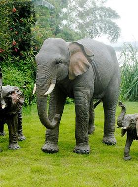 园林景观雕塑玻璃钢大型仿真动物大象模型幼儿园户外草坪装饰摆件