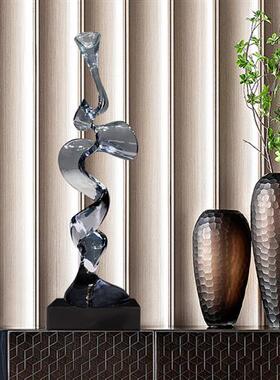 现代酒店抽象雕塑别墅客厅电视柜旁艺术摆件透明树脂软装饰工艺品