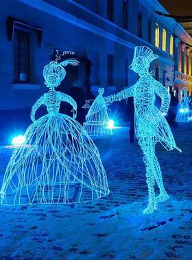 户外不锈钢镂空芭蕾舞人物雕塑铁艺抽象跳舞女孩定制小品景观摆件