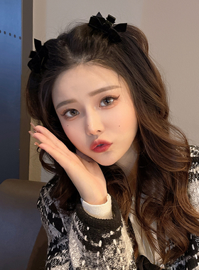 黑色公主头小抓夹丝绒蝴蝶结发夹