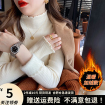 Gush undershirt woman autumn winter sweater 2023 new thickened inner lap integrated suede winter white semi-high collar blouse