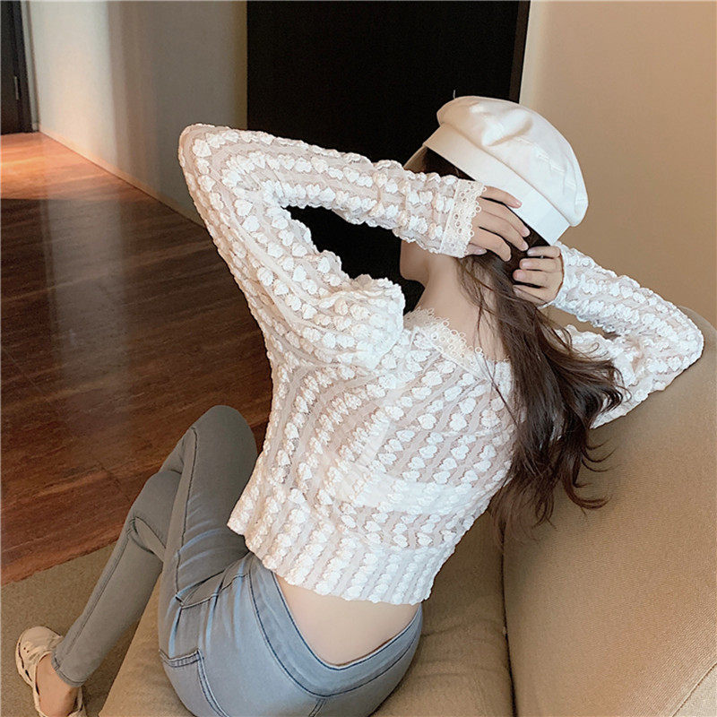 初秋2020新款性感镂空v领潮蕾丝衫 汐姵妮蕾丝衫/雪纺衫