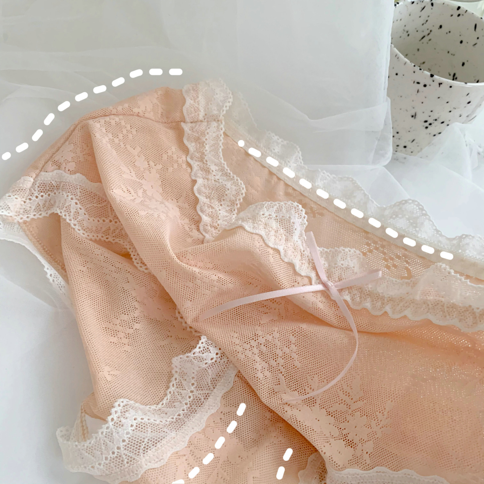 性感白色蕾丝治愈日系中腰女内裤 bydasto内裤