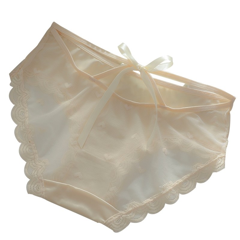 性感女蕾丝纯欲系带透明冰丝内裤 bydasto女三角裤