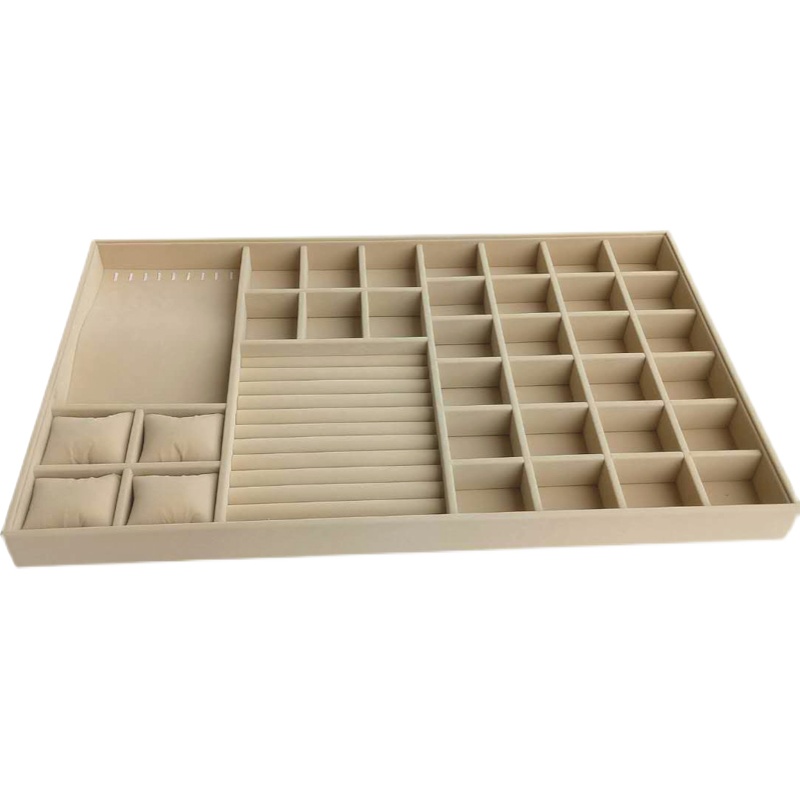 定制衣帽间绒布首饰收纳盒化妆桌托盘项链戒指抽屉内分隔饰品实木 - 图3