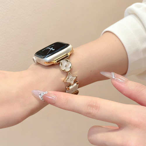 宝壳趣适用苹果s11手表applewatch皮质表带s10金属表带s9/s8/s7通勤锆石十字花se创意46/42mm链式Ultra春夏女 - 图0