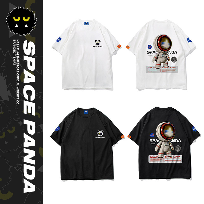 太空熊猫联名nasa宇航员情侣男t恤 太空熊猫T恤